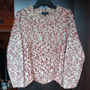 Tahari ASL Women's Textured Sweater - Red and Cream